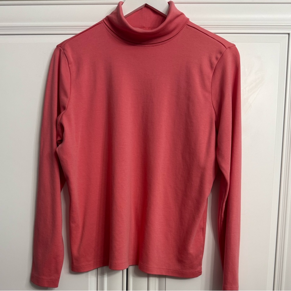 LL Bean Women's Size Large Regular 100% Supima Cotton Turtleneck Top in Orange